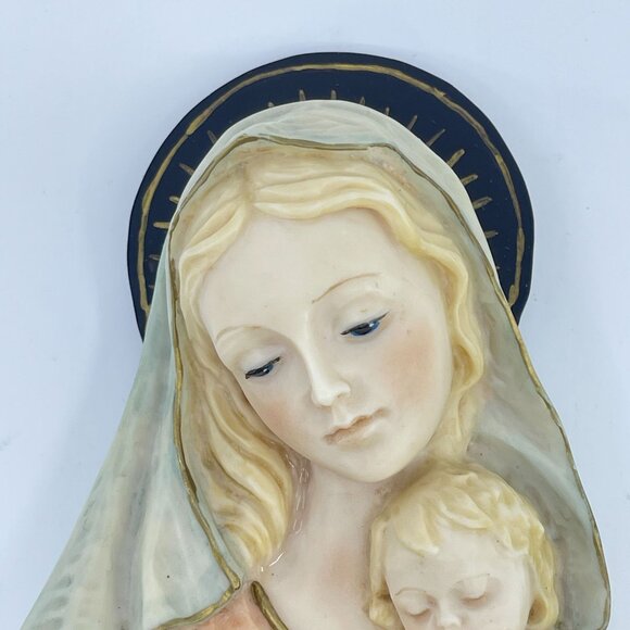 vintage madonna & child holy water font devotional decor - Picture 2 of 5